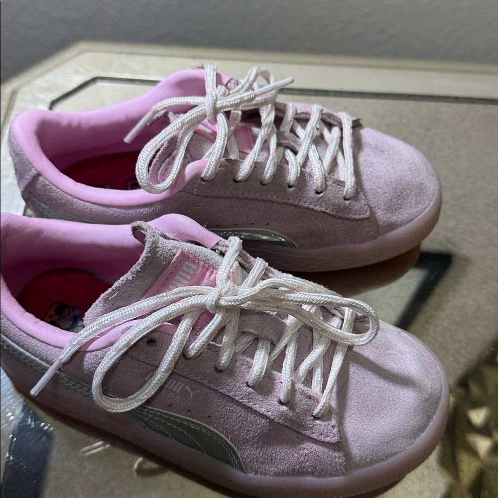 Pink  lol  Suede Sneakers with White Laces - Picture 6 of 7